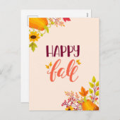 Happy Herfst Pumpkin en Leaves Autumn Feestdagenkaart (Voorkant / Achterkant)