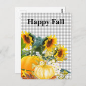 Happy Herfst Pumpkin en Sunflower Briefkaart (Voorkant / Achterkant)