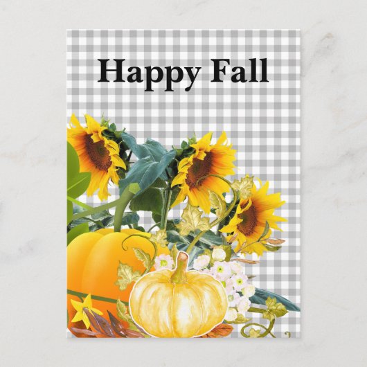 Happy Herfst Pumpkin en Sunflower Briefkaart (Voorkant)