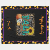 Happy Herfst Pumpkin Flower Elegant Fleece Deken (Voorkant (Horizontaal))