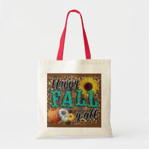 Happy Herfst Pumpkin Flower Elegant Tote Bag