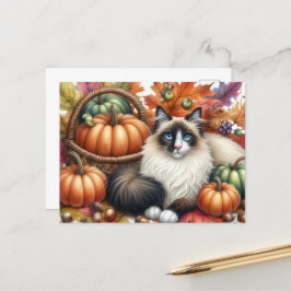 Happy Herfst Ragdoll Cat Autumn Briefkaart