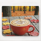 Happy Herfst Red Coffee Cup Muismat (Voorkant)