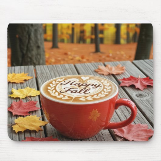 Happy Herfst Red Coffee Cup Muismat (Voorkant)