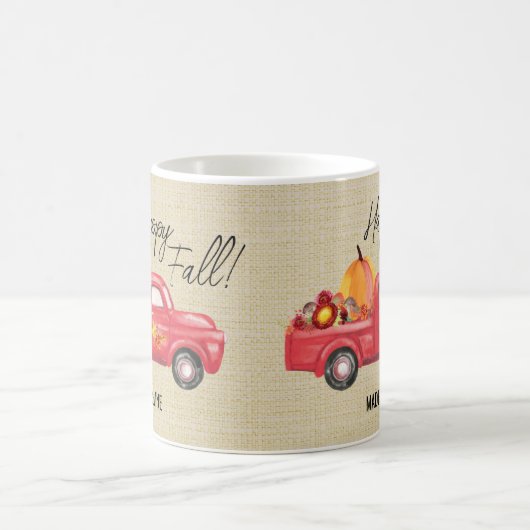 Happy Herfst Red Truck Name Pumpkins Koffiemok (Center)