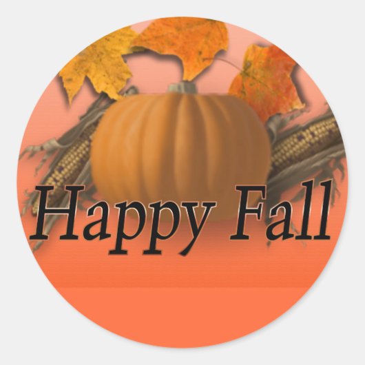 Happy Herfst Ronde Sticker (Voorkant)