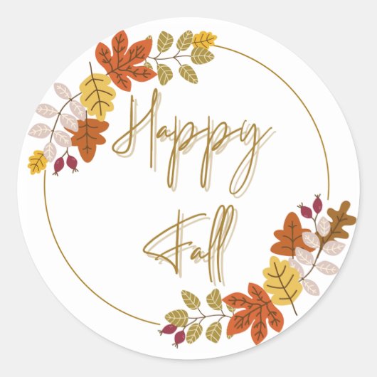 Happy Herfst Ronde Sticker (Voorkant)