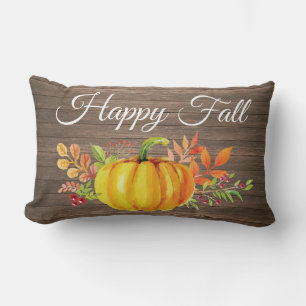 Happy Herfst Rustic Waterverf Pumpkin Kussen