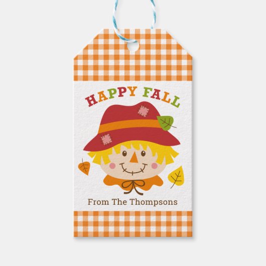 Happy Herfst Scarecrow Boy Gepersonaliseerd Cadeau Cadeaulabel (Voorkant)