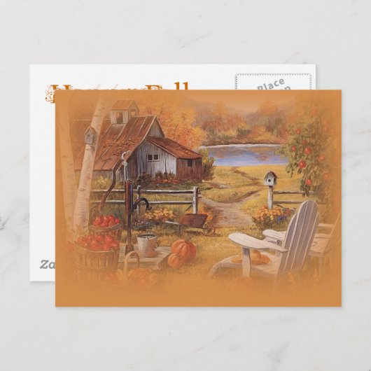 Happy Herfst scene briefkaart (Voorkant / Achterkant)