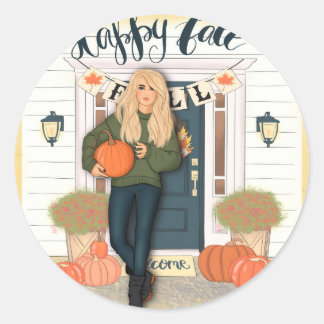 Happy Herfst Scene Ronde Sticker