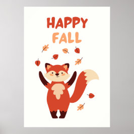 Happy Herfst Schattige Fox Poster