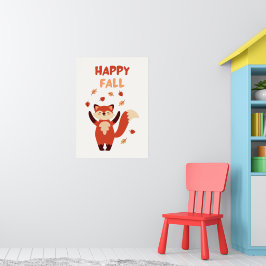Happy Herfst Schattige Fox Poster