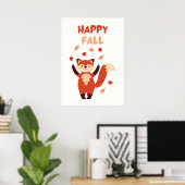 Happy Herfst Schattige Fox Poster (Thuiskantoor)
