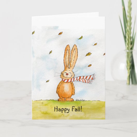 Happy Herfst - Schattigee herfstgroeten met Bunny  Kaart (Voorkant)