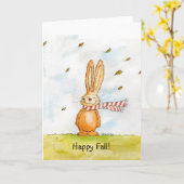 Happy Herfst - Schattigee herfstgroeten met Bunny  Kaart (Gele Bloem)