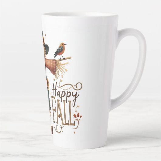 Happy Herfst Schattigee vogelverschrikker en herfs Latte Mok (Rechts)