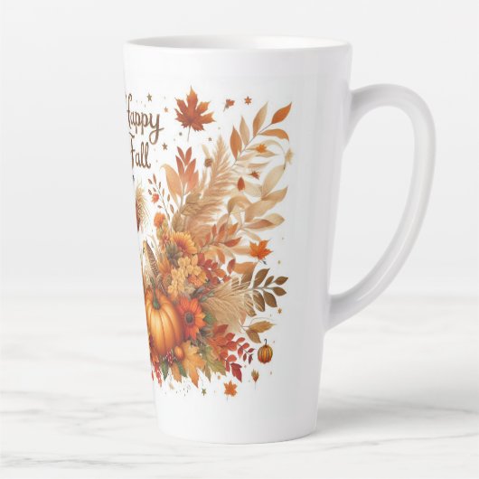 Happy Herfst Schattigee vogelverschrikker en herfs Latte Mok (Rechts)