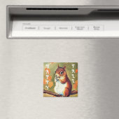 Happy Herfst Squirrel Square Magnet (Insitu (Vaatwasser))