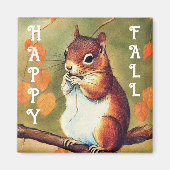 Happy Herfst Squirrel Square Magnet (Voorkant)