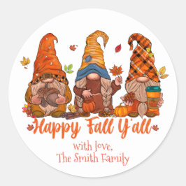 Happy Herfst Stickers, Gnome, Thanksgiving Ronde Sticker