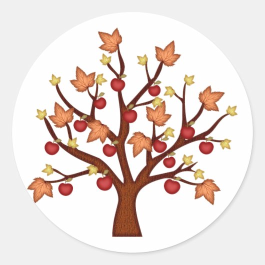 Happy herfst tree ronde sticker (Voorkant)