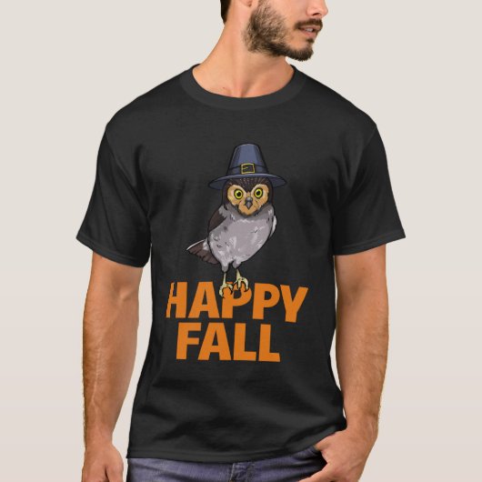 Happy herfst Uilen Hoofd Pompoen Vrouwen Grote Uil T-shirt (Voorkant)