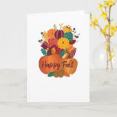 Happy Herfst Wenskaart met Herfst Bouquet Kaart (Gele Bloem)