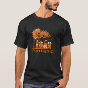 Happy Herfst Y all Dog Autumn Pug Pumpkin Coffee Z T-shirt