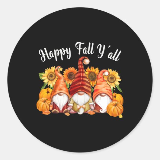 Happy Herfst Y`All Gnomes Thanksgiving Ronde Sticker (Voorkant)