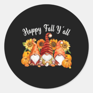 Happy Herfst Y`All Gnomes Thanksgiving Ronde Sticker
