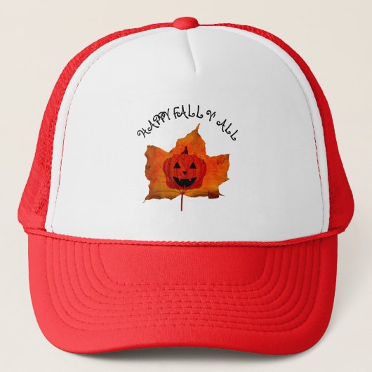 HAPPY HERFST Y' ALLE AUTUMN VERLAAT FUNNY PUMPKIN TRUCKER PET (Voorkant)