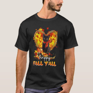 Happy Herfst Y alle Cute Cat Kat Kitten Paw herfst T-shirt