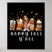 Happy Herfst Y Basset Hound Dog Coffee Pumpkin F Poster (Voorkant)