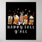 Happy Herfst Y Pitbull Dog Coffee Pumpkin Herfst A Poster (Voorkant)