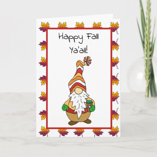 Happy Herfst Ya'all, Cute Autumn Gnome Kaart (Voorkant)