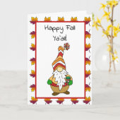 Happy Herfst Ya'all, Cute Autumn Gnome Kaart (Gele Bloem)