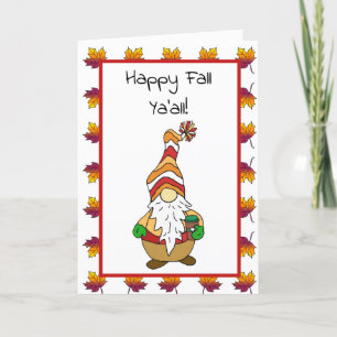 Happy Herfst Ya'all, Cute Autumn Gnome Kaart
