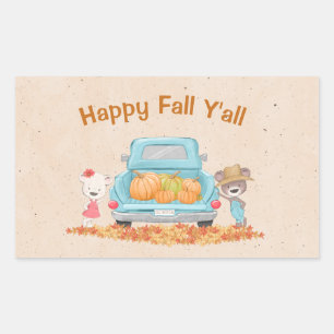 Happy Herfst Y'all aangepaste tekst herfst thema B Rechthoekige Sticker