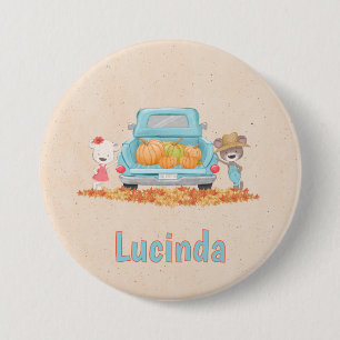 Happy Herfst Y'all Autumn Custom Beren Pompoen Tru Ronde Button 7,6 Cm