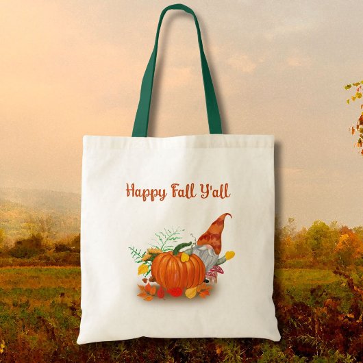 Happy Herfst Y'all Autumn Gnome met pompoen Tote Bag