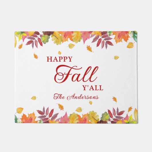 Happy Herfst Y'all Autumn Leaves Deurmat (Voorkant)