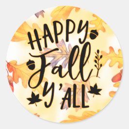 Happy Herfst Y'all Autumn Leaves Ronde Sticker