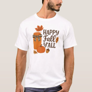 Happy Herfst Y'all Autumn Mason Jar Design T-shirt