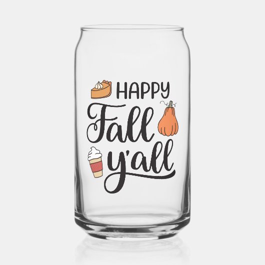 Happy Herfst Y'all Blikvorm Glas (Voorkant)