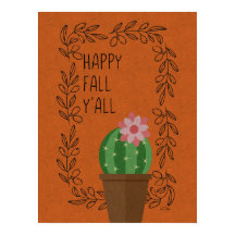 Happy Herfst Y'All Cactus Design Poster