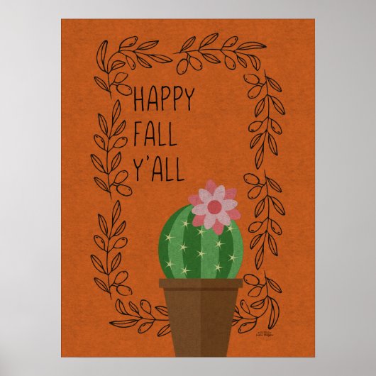 Happy Herfst Y'All Cactus Design Poster (Voorkant)