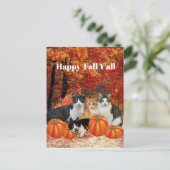 Happy Herfst Y'all Cats and Pumpkins Briefkaart (Staand voorkant)