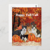 Happy Herfst Y'all Cats and Pumpkins Briefkaart (Voorkant / Achterkant)