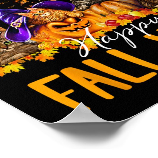 Happy Herfst Y'all Cats Lover Herfst Pompoen Maple Poster (Hoek)